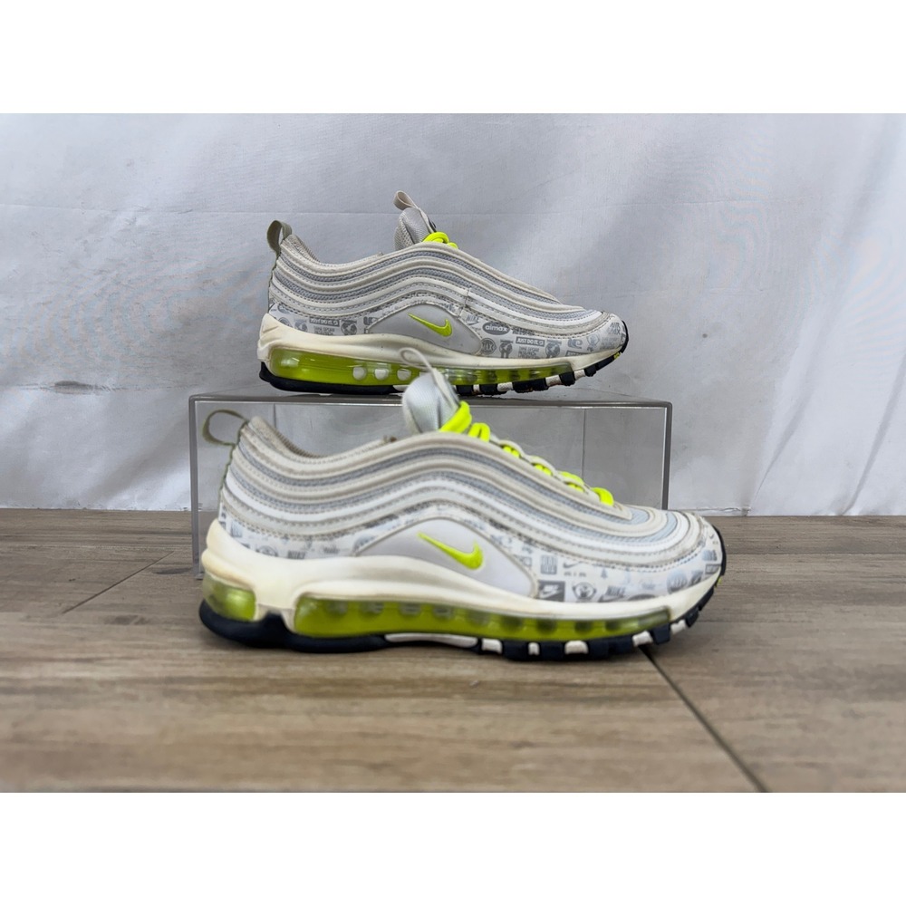 Nike Air Max 97 White‎ Volt Just Do It Logo Print Sneakers 921522-108 Womens 6